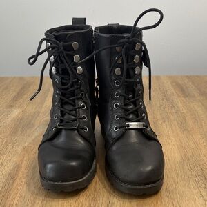 Harley Davidson Womens Black Zip and Lace Up Boots